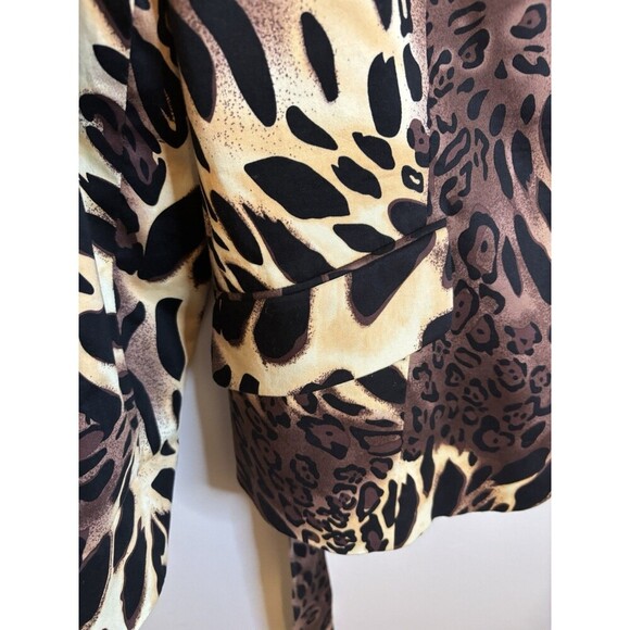 LE SUIT Leopard Print 3 Button Tie Front Crop Blazer 18 Lined Slit Cuff Jacket - Picture 6 of 14